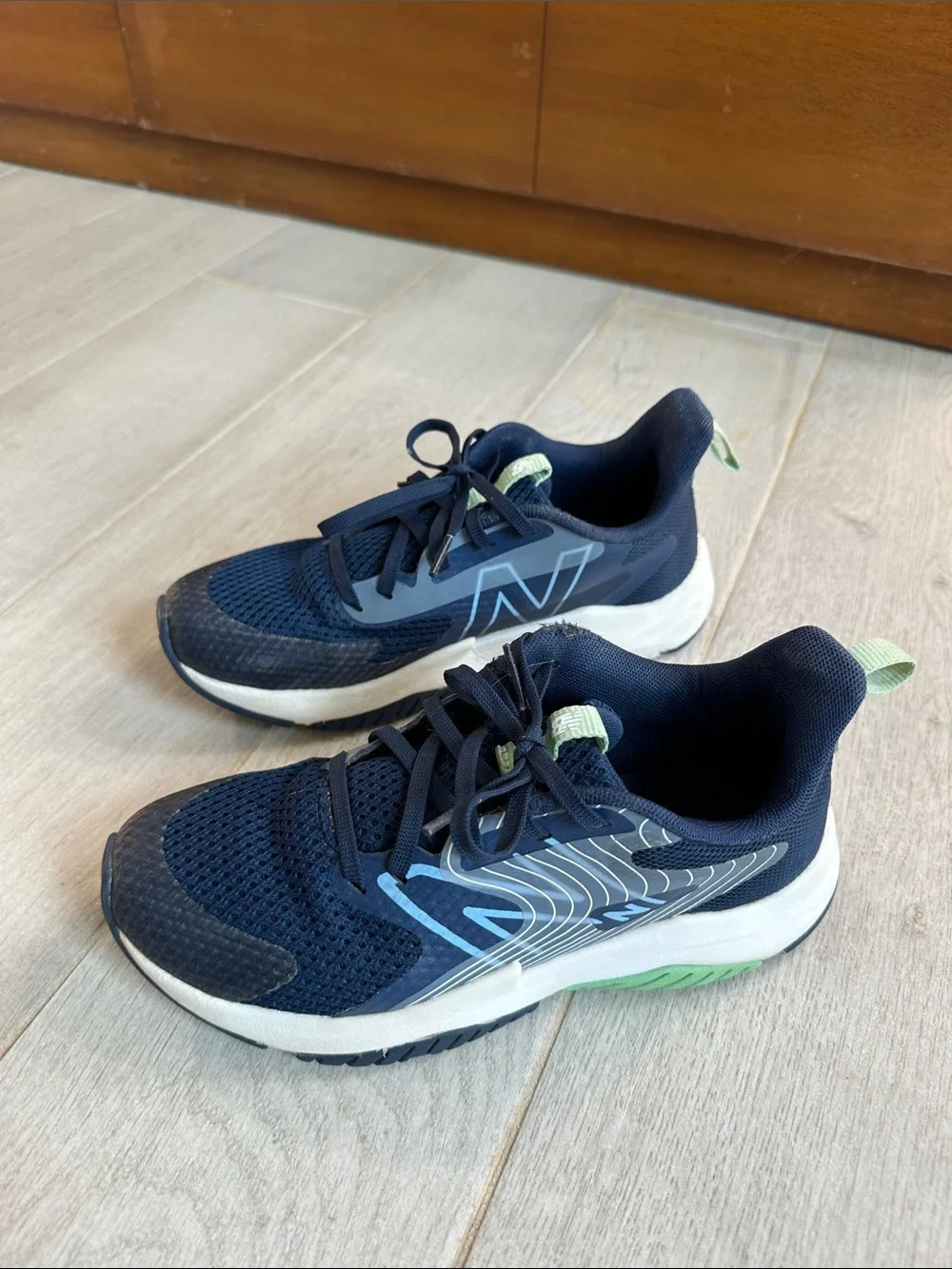 New Balance Navy with Light Blue and Green Kids Sneakers